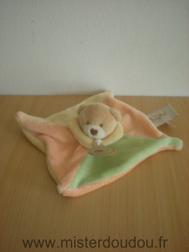 Doudou Ours Baby nat Rose jaune vert 