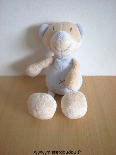 Doudou Ours Baby sun Bleu beige 