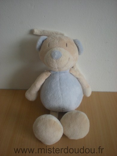 Doudou Ours Baby sun Bleu beige 