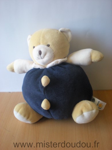 Doudou Ours Baby sun Bleu marine beige 