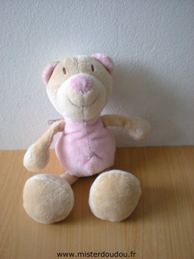 Doudou Ours Baby sun Jaune rose 