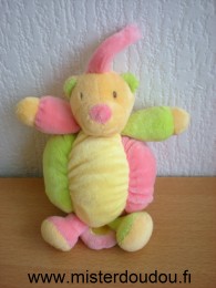 Doudou Ours Baby sun Jaune rose vert 