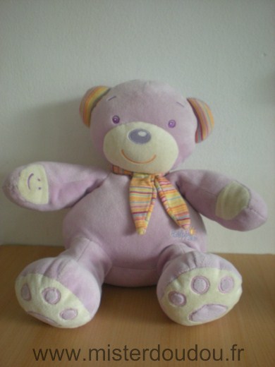 Doudou Ours Baby sun Mauve sonore rire d enfant Boite sonore dysfonctionne un peu à cause du lavage