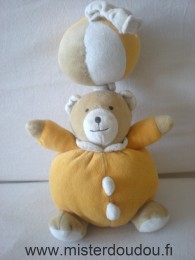 Doudou Ours Baby sun Orange marron écru Musical