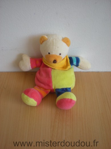 Doudou Ours Baby sun Rouge vert bleu 