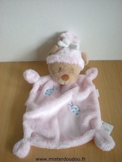 Doudou Ours Babyclub Rose coccinelles bleues 