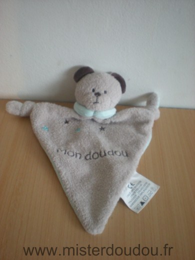 Doudou Ours Babyon board Mon doudou beige bleu 