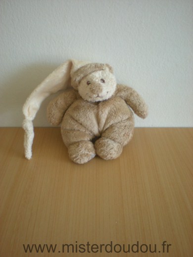 Doudou Ours Barbara bukowski Beige bonnet ecru 