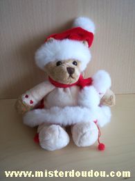 Doudou Ours Barbara bukowski Beige habits de pere noel rose rouge blanc 