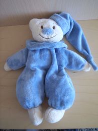 Doudou Ours Barbara bukowski Bleu écru 