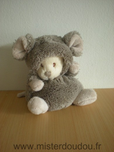 Doudou Ours Barbara bukowski Ours deguise en souris gris beige ecru 