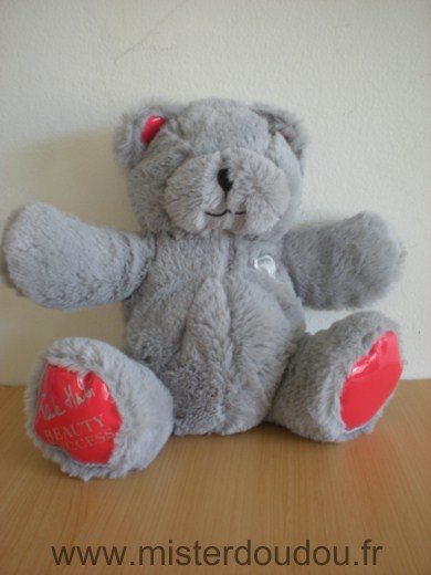 Doudou Ours Beauty success Gris rouge 