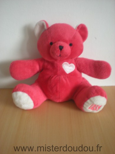 Doudou Ours Beauty success Rouge coeur blanc 