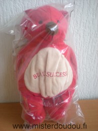 Doudou Ours Beauty success Rouge ecru brodé beauty success 