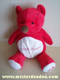 Doudou Ours Beauty success Rouge ventre écru brodé beauty success 