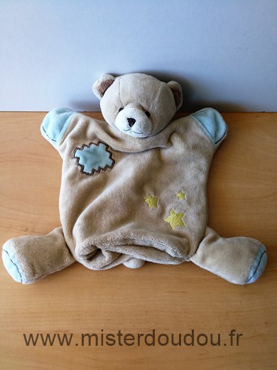 Doudou Ours Bébé9 Beige bleu etoiles jaune 