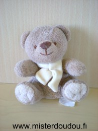 Doudou Ours Bengy Marron écharpe écrue 