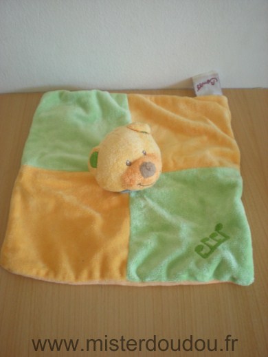 Doudou Ours Bengy Orange vert 