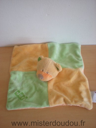 Doudou Ours Bengy Orange vert note de musqiue 