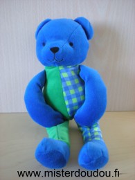 Doudou Ours Berchet Bleu vert 