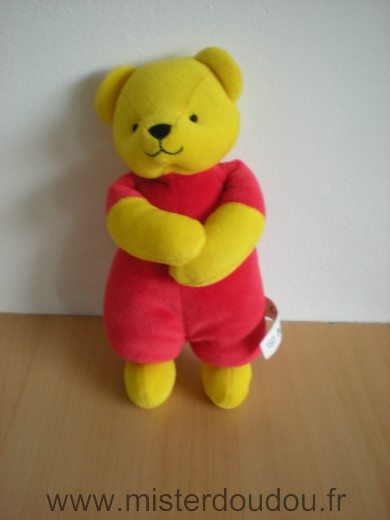 Doudou Ours Berchet Jaune rouge 