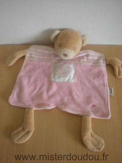 Doudou Ours Bestever Rose blanc 