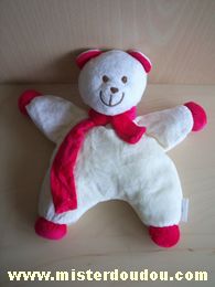 Doudou Ours Bni Blanc fushia 