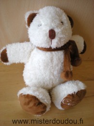 Doudou Ours Bni Blanc marron 