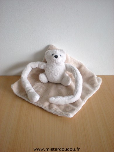 Doudou Ours Bnp Beige blanc 