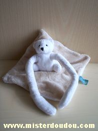 Doudou Ours Bnp Ours longs bras ecru carré beige Weezbee