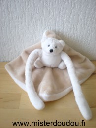 Doudou Ours Bnp Ours weezbee  blanc sur carre marron blanc 