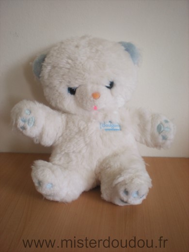 Doudou Ours Boulgom Blanc bleu 