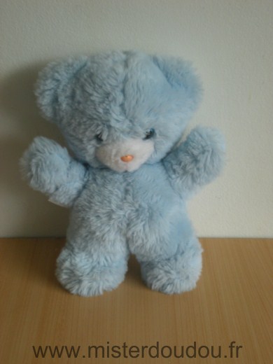 Doudou Ours Boulgom Peluche bleu yeux bleus 