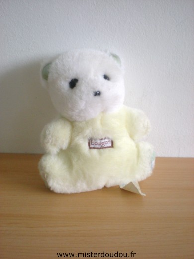 Doudou Ours Boulgom Peluche jaune blanc 