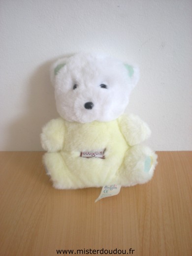 Doudou Ours Boulgom Peluche jaune blanc 