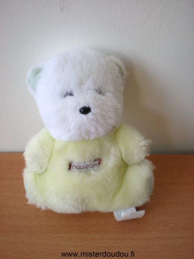 Doudou Ours Boulgom Peluche jaune blanc etiquette boulgom 