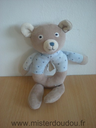 Doudou Ours Bout chou Beige bleu 