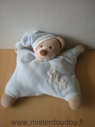 Doudou Ours Bout chou Bleu étoile blanche 