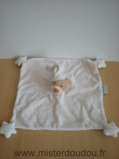 Doudou Ours Bout chou Rose avec aux coins etoiles et lunes 