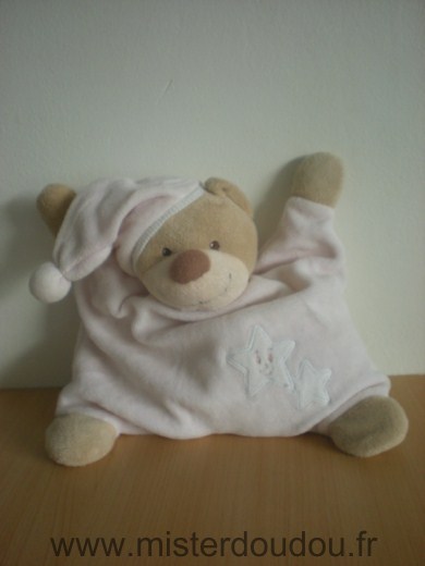 Doudou Ours Bout chou Rose etoiles blanches 