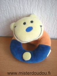 Doudou Ours Carrefour france Bleu orange jaune 