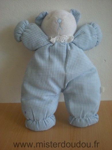 Doudou Ours Cdj Vichy bleu 