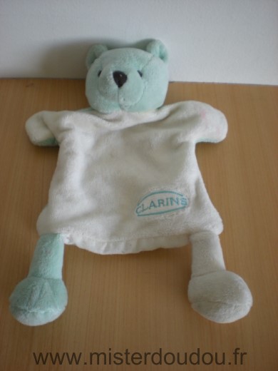 Doudou Ours Clarins Vert blanc 