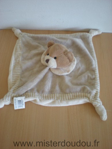 Doudou Ours Cmi Marron beige raye 