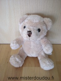 Doudou Ours Cmp Beige Billes pour les yeux et nez cousu marron