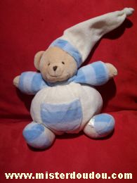 Doudou Ours Cmp Beige écru bleu 