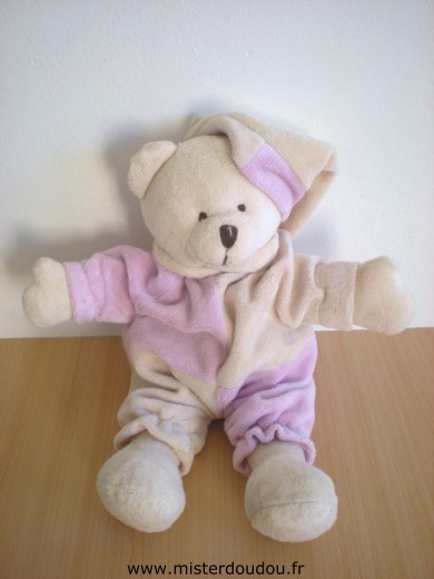 Doudou Ours Cmp Beige mauve 