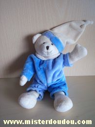 Doudou Ours Cmp Blanc bleu 