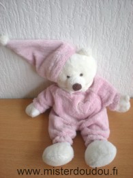 Doudou Ours Cmp Blanc rose avec coeur sur la poitrine 