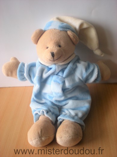 Doudou Ours Cmp Bleu beige 